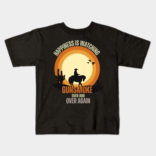 Happiness, Is Watching Gun-smoke Retro Vintage Kids T-Shirt